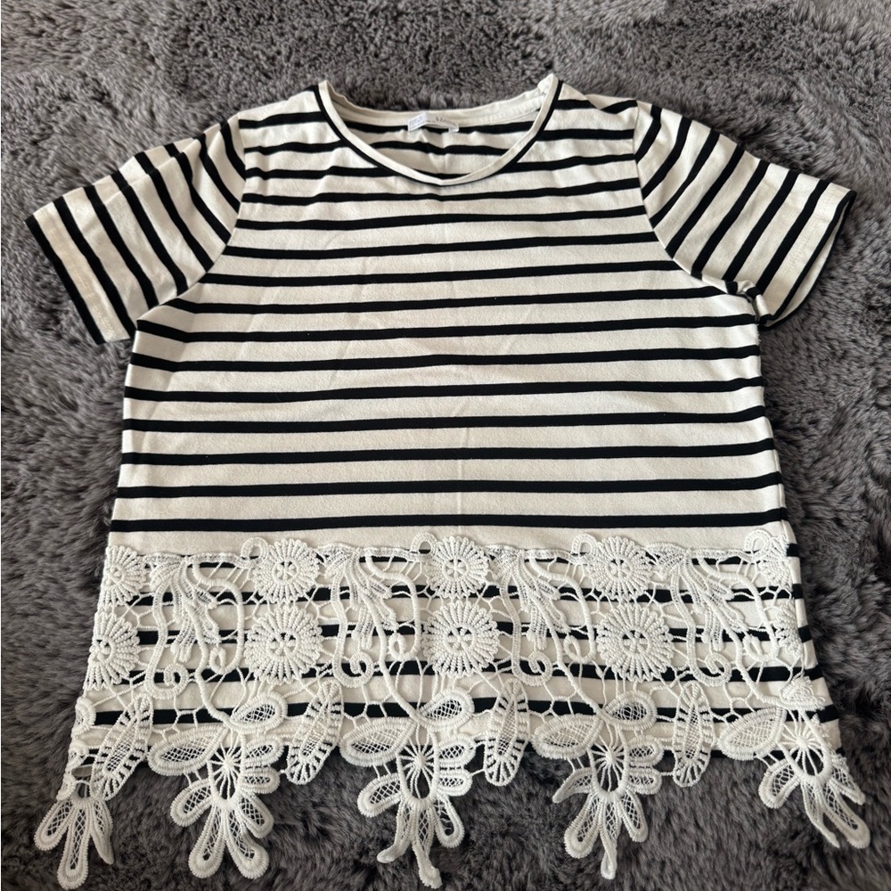 Zara Black & White striped top Size S - Picture 1 of 3